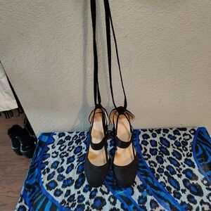 Black Lace-Up Women's Ballet Flats